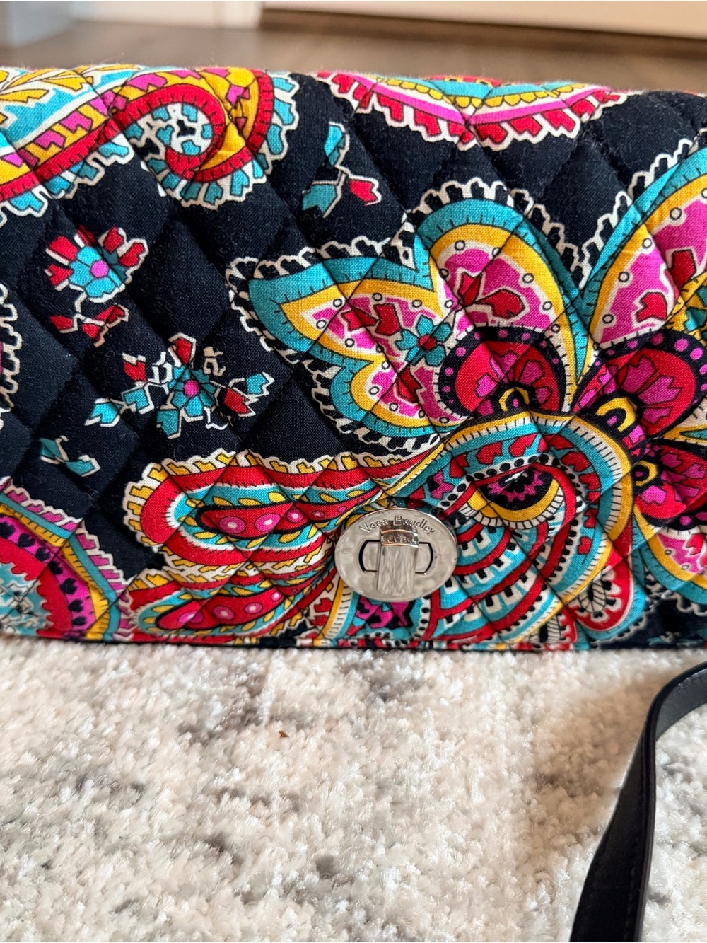 Vera Bradley Black Quilted Crossbody with Multicolor Paisley